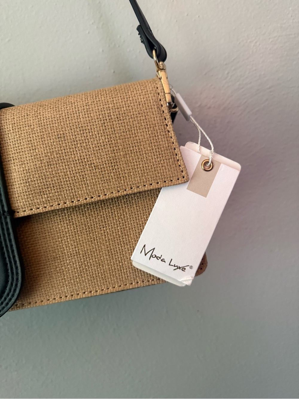 Moda Luxe Tan Clutch with Black Strap Accent - Picture 3 of 10